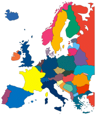 Colorierte Europa-Karte
